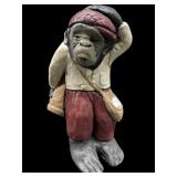 CONCRETE CEMENT PAINTED MONKEY GOLFER