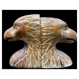 PR OF CARVED WOODEN EAGLE HEAD BOOKENDS