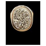 DESIGNER MILOR ITALY STERLING DRUZY PYRITE RING;