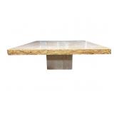 POLISHED GRANITE PEDESTAL COCKTAIL TABLE