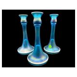 SET OF 3 DUGEN DIAMOND CELESTE BLUE STRETCH GLASS