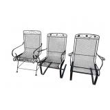 3 WROUGHT IRON SPRING CHAIRS
