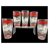 SET OF 5 ANCHOR HOCKING HORSE AND BUGGY TUMBLERS