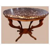 OVAL WALNUT VICTORIAN MARBLE TOP TABLE