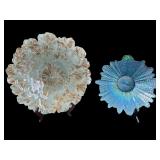 2 PC DECORATIVE IRIDESCENT GLASS BOWLS