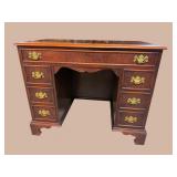 KITTINGER SOLID MAHOGANY BURLED FRONT KNEE HOLE