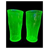 PR OF HEISEY MOONGLEAM URANIUM GLASS TUMBLERS