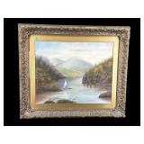 19TH CENTURY OIL PASTEL MOUNTAIN LANDSCAPE