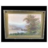 LARGE OIL ON CANVAS LANDSCAPE PAINTING