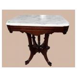 WALNUT VICTORIAN MARBLE TOP TABLE