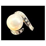 14K WHITE GOLD CUSTOM SOUTH SEA PEARL & DIAMOND