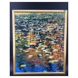 MODERN DESIGN LILYPAD PRINT ON CANVAS IN FRAME