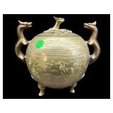 DRAGON DECORATED CAST BRASS VESSEL