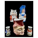LOT OF 5 ANTIQUE PORCELAIN TOBY JUGS