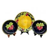 3 PC SET OF LAURIE GATES DECORATIVE FRUIT BOWLS