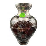 HAND BLOWN AMETHYST SILVER OVERLAY VASE