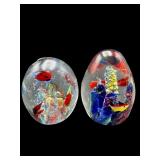 2 PC LOT OF SEALIFE ART GLASS PAPER WEIGHTS