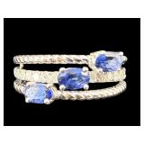 STERLING 925 TANZANITE & DIAMOND RING