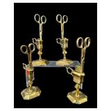 LOT OF 4 ANTIQUE BRASS CANDLE SNUFFERS IN HOLDERS