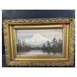19TH CENTURY MOUNTAIN OVERLOOK OIL ON BOARD