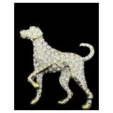 VINTAGE DALMATION RHINESTONE CRYSTAL DOG BROOCH