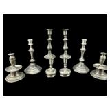 LOT OF ANTIQUE PEWTER CANDLESTICKS