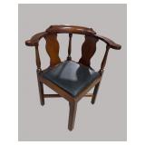 CARO-CRAFT SOLID WALNUT CHIPPENDALE CORNER CHAIR
