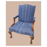 HICKORY CHAIR MAHOGANY CHIPPENDALE OPEN ARM CHAIR