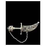 ANTIQUE 935 STERLING DAGGER SWORD BROOCH