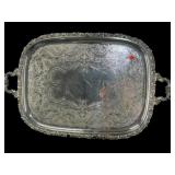 LARGE FOOTED INTERNATIONAL SILVER TRAY