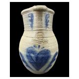 ROWE POTTERY BLUE MARK HEART PITCHER