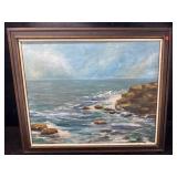 MIDCENTURY OCEAN OIL ON CANVAS