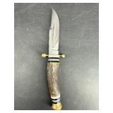 BONE AND BRASS HANDLE FIXED BLADE KNIFE