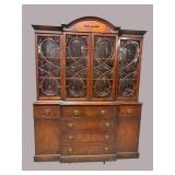 SAGINAW INLAID MAHOGANY BUBBLE GLASS CHINA CLOSET