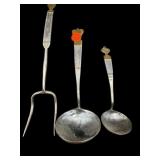 3 PC LOT ANTIQUE HAND FORGED LADLES AND FORK