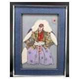 JAPANESE EMBROIDERY MAN WITH FUR HAT IN SHADOWBOX