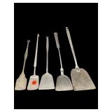LOT OF 5 ANTIQUE HAND FORGED SPATULAS; 13 - 19 I