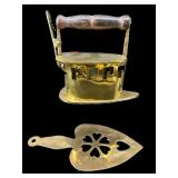 ANTIQUE BRASS CHARCOAL FILLED IRON