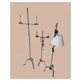 LOT OF 3 IRON ADJUSTABLE FLOOR LAMPS