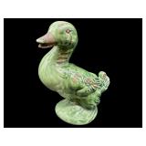 GREEN CERAMIC DUCK PLANTER
