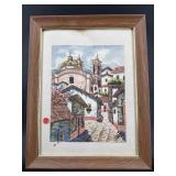 SIGNED FINRES WATERCOLOR STREET SCENE