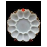 ANCHOR HOCKING MILKGLASS AND GOLD TONE RIM EGG