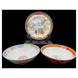 3 PIECE LOT OF ORIENTAL PORCELAIN FOOTED BOWLS