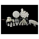LOT OF PEWTER SALT AND PEPPER SHAKERS, TRIVETS,