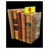 LOT OF 5 ANTIQUE LEATHERBOUND SMALL BOOKS