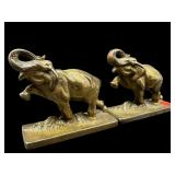 PR OF SOLID BRASS ELEPHANT BOOKENDS