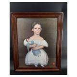 FOLK ART CHILDS PRINT IN FRAME