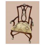 BAMBOO AND METAL ADORNED ARM CHAIR