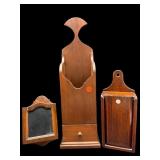 3 PC LOT CANDLE BOXES AND HANGING SHADOW BOX