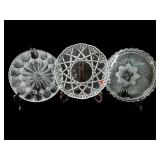 3 PC LOT CRYSTAL CAKE PLATES AND BOWL